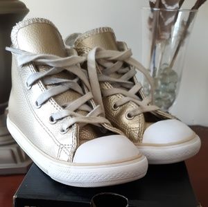 Gold high top converse size 10
